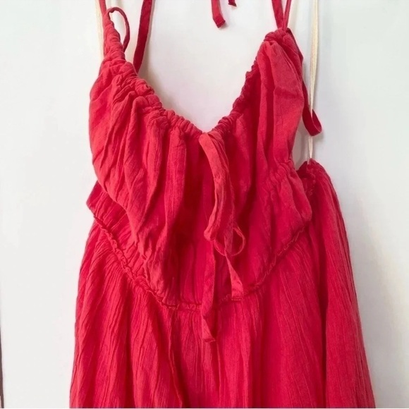 New Free People Taking Sides Maxi Dress in Red Roses Small - Picture 4 of 6